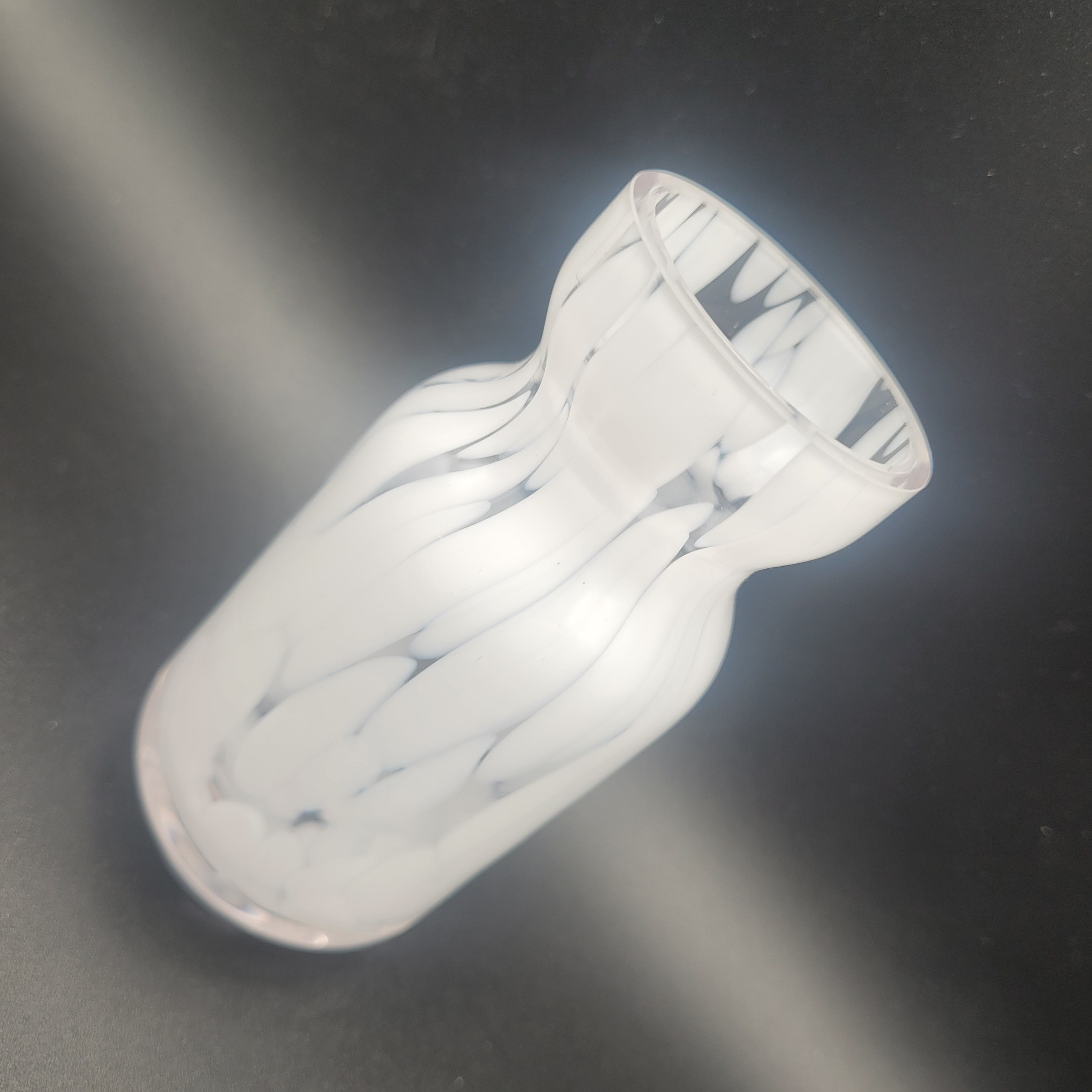 MCM Unique white hand-blown vase with distinctive spatter pattern. Clearly showing Murano influences. Circa 1960s