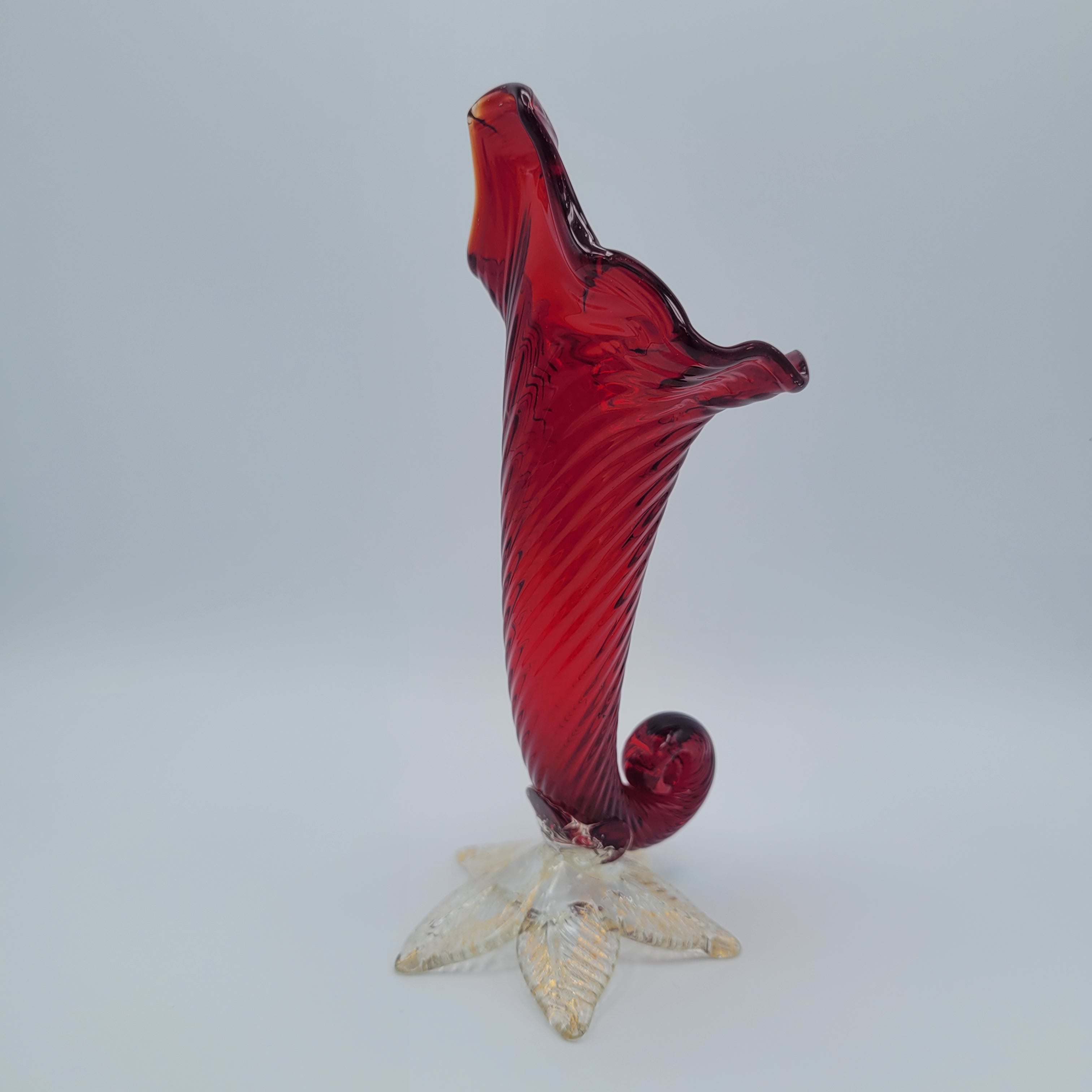 Mid 20th century art glass Cornucopia vase Murano School circa 1950s