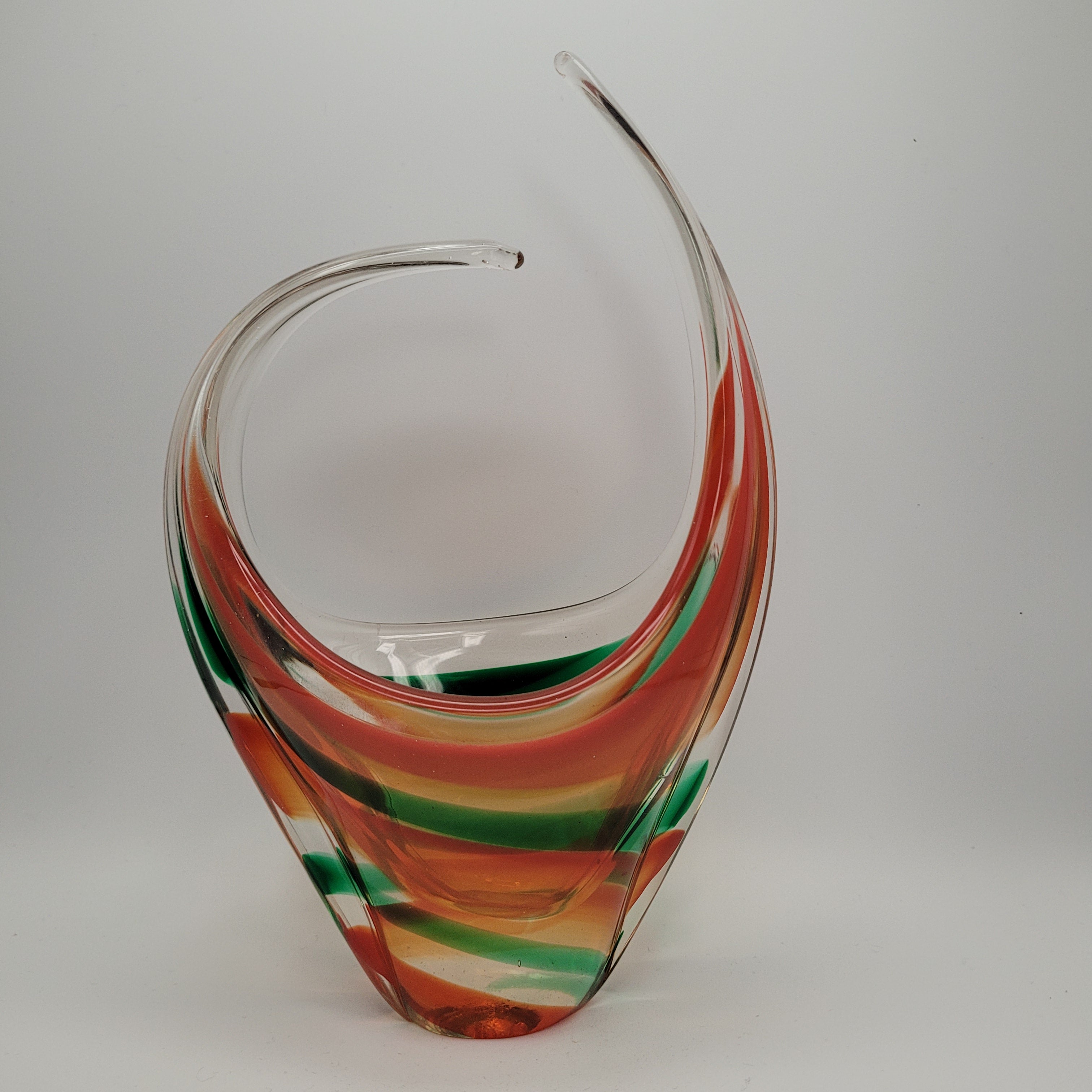 MCM Viartec THF Spanish Art glass sculpture in the Murano tradition, Hand-blown, Vibrant Colour circa 1960s...selenium pinks that glows in UV light.