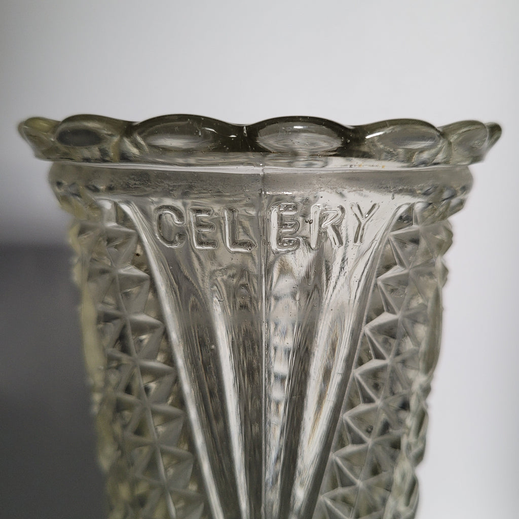 Victorian Pressed Glass “CELERY” Vase — Sowerby, England c. 1885–1895
